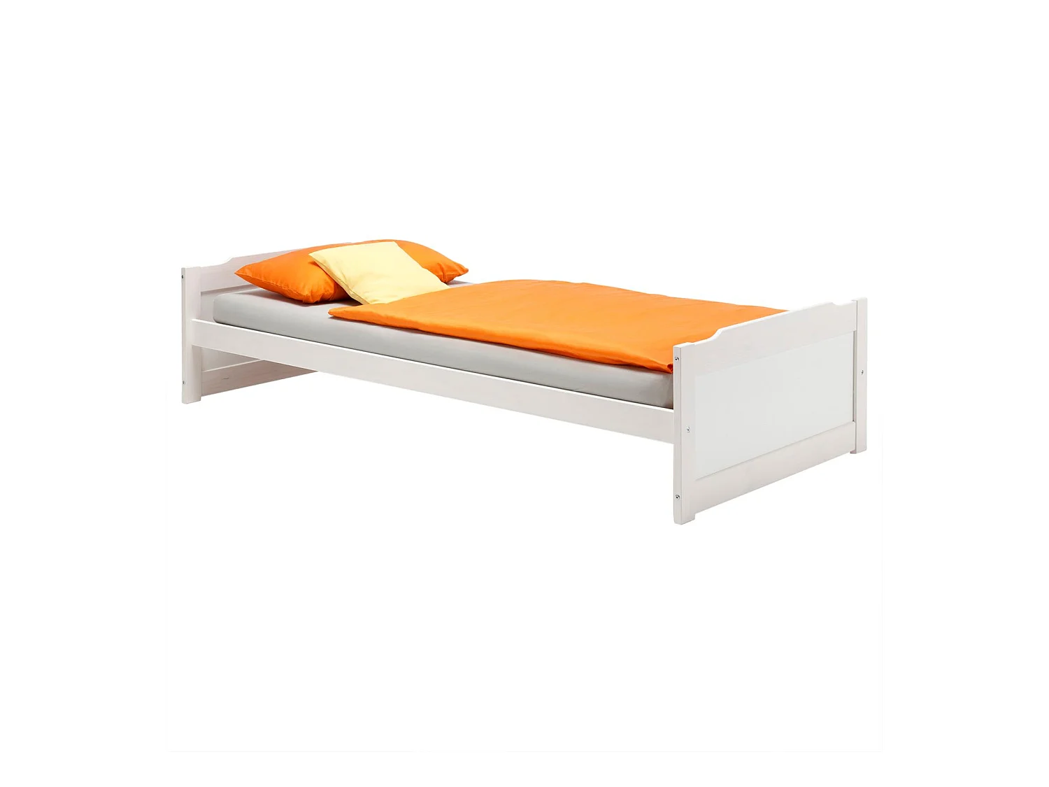 Lit en pin massif FRITZ lit pour enfant 90 x 200 cm, lasuré blanc
