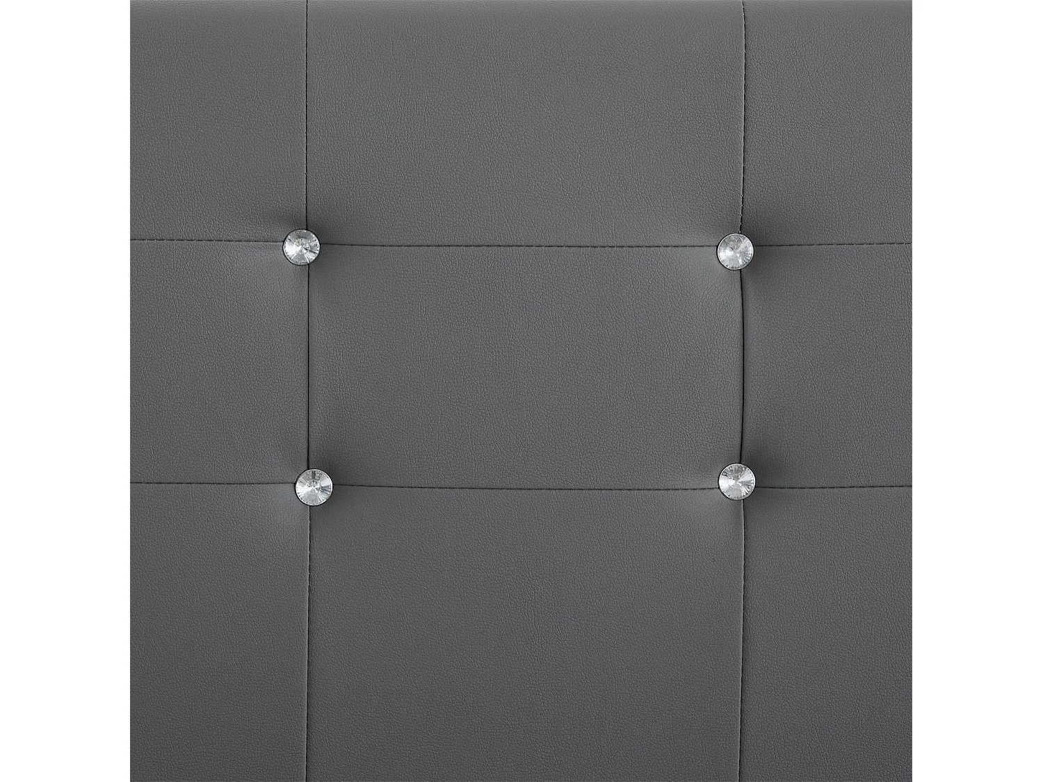 Lit double pour adulte JOSY avec sommier 140x190 cm 2 places, tête et pied de lit capitonnés avec strass, en synthétique gris