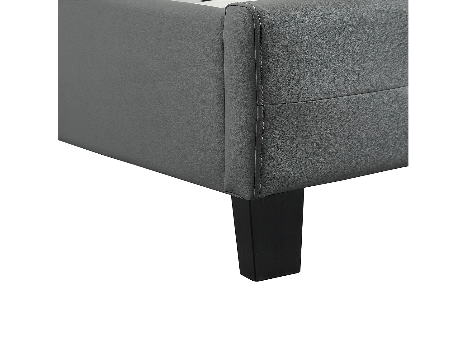 Lit double pour adulte JOSY avec sommier 140x190 cm 2 places, tête et pied de lit capitonnés avec strass, en synthétique gris