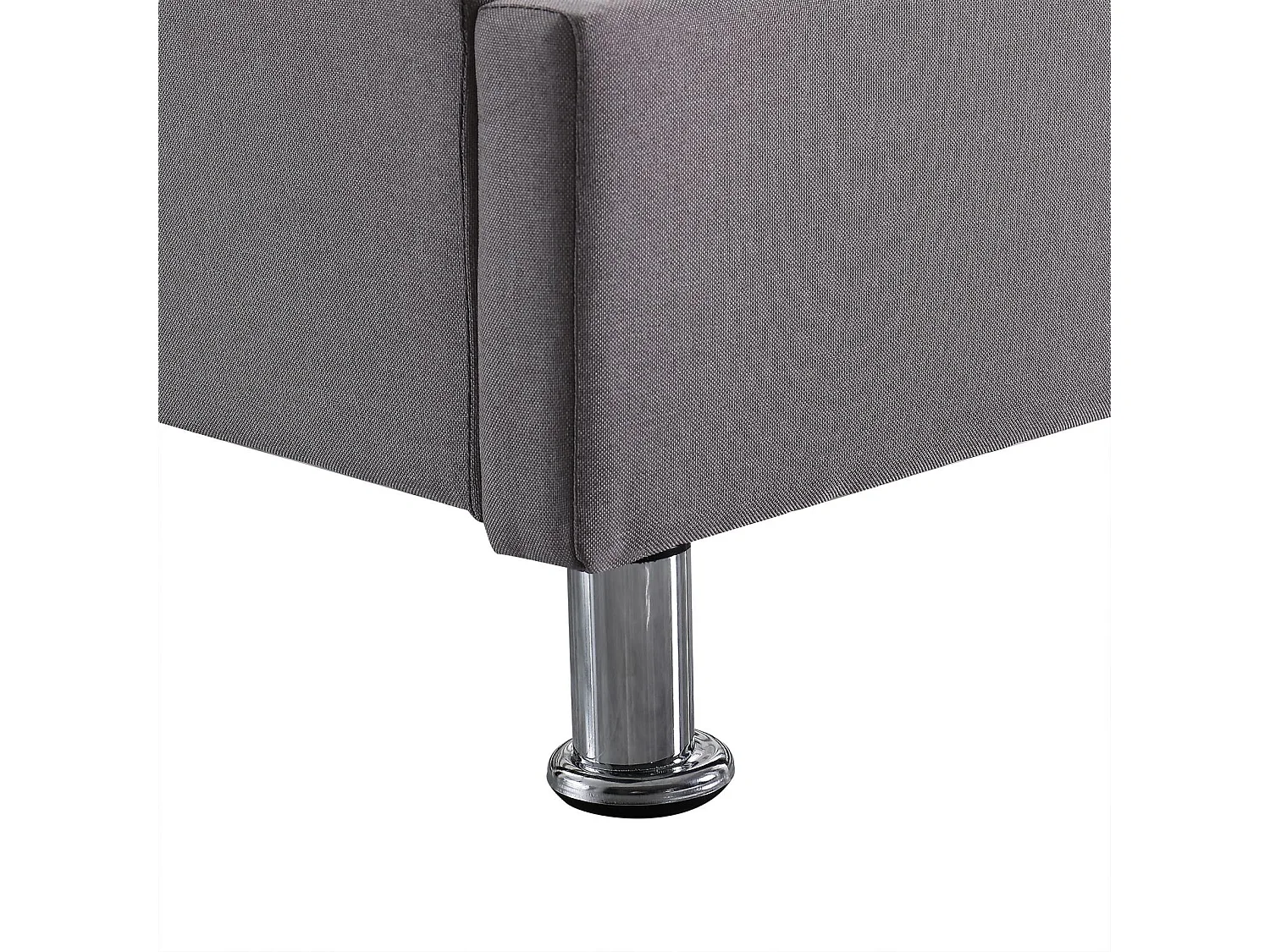 Lit double pour adulte NIZZA queen size 160x200 cm 2 places / 2 personnes, avec sommier et pieds métal chromé, tissu capitonné gris