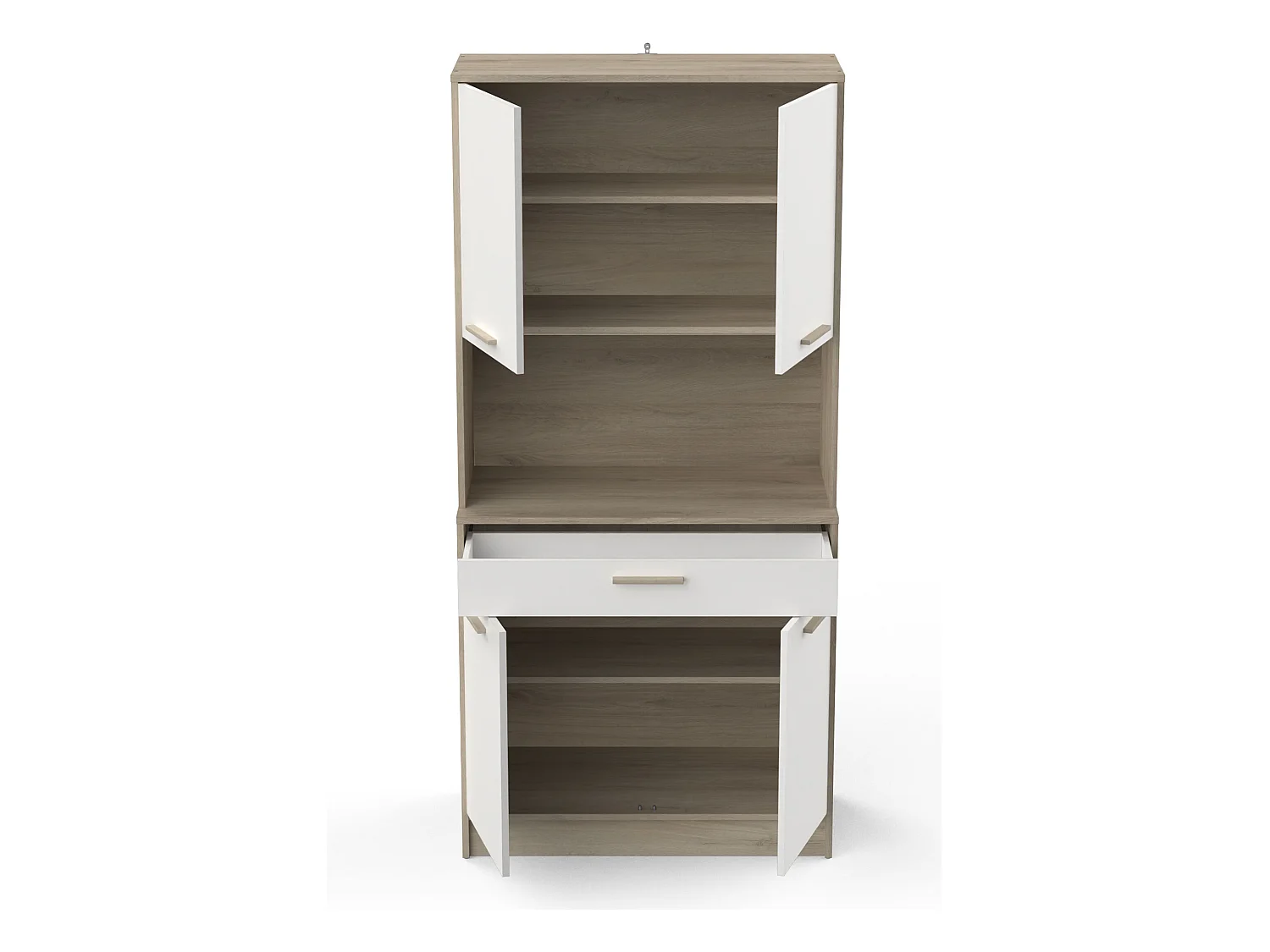 Buffet de cuisine coloris chêne kronberg, Blanc - Longueur 83,3 x Hauteur 176,1 x Profondeur 40 cm