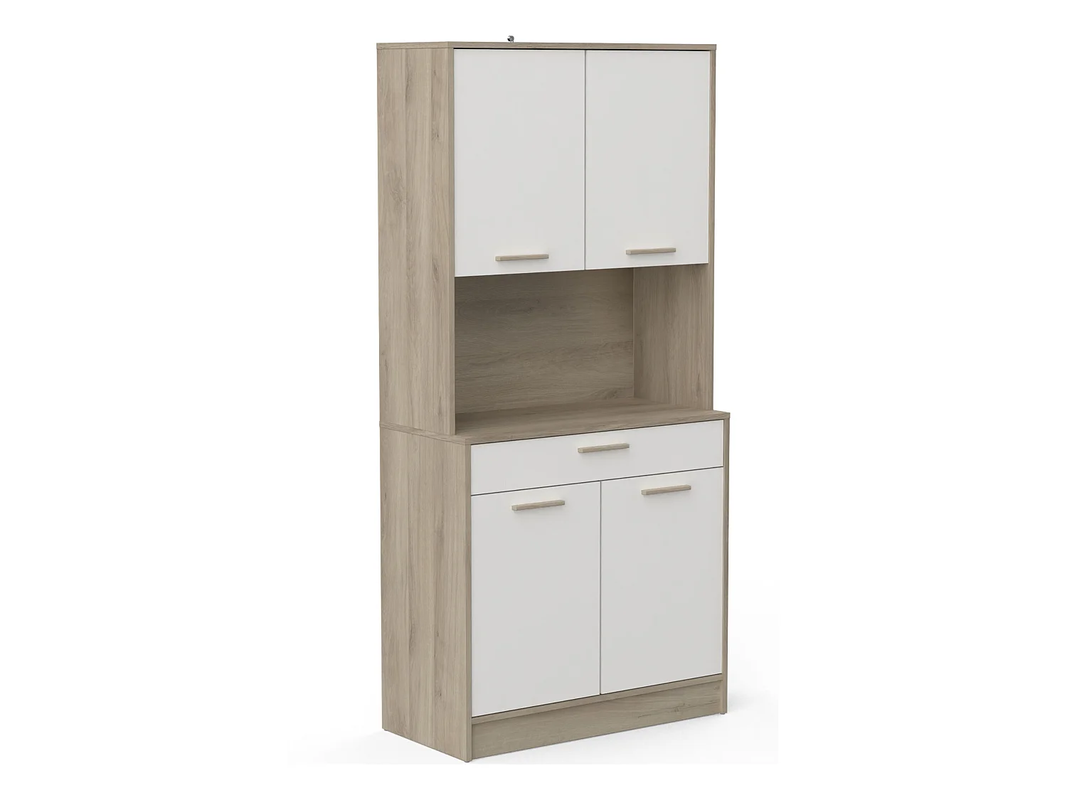 Buffet de cuisine coloris chêne kronberg, Blanc - Longueur 83,3 x Hauteur 176,1 x Profondeur 40 cm