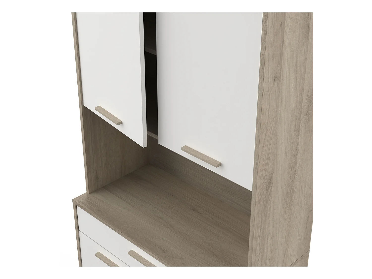 Buffet de cuisine coloris chêne kronberg, Blanc - Longueur 83,3 x Hauteur 176,1 x Profondeur 40 cm