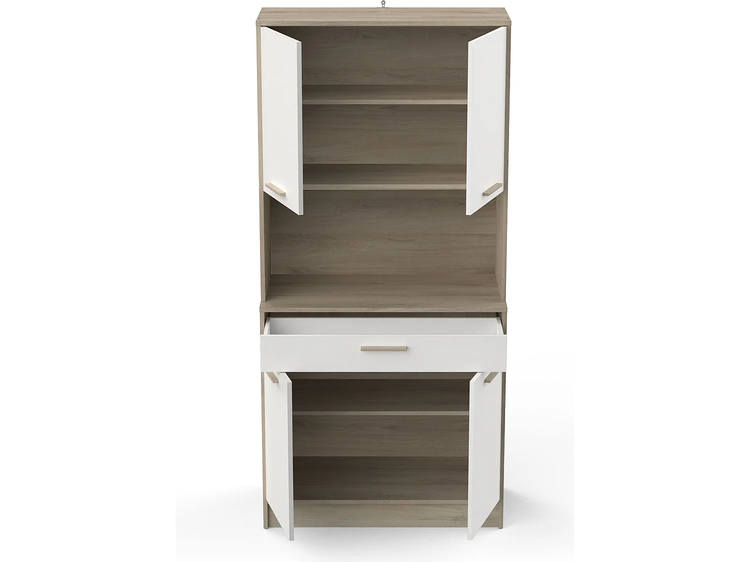 Buffet de cuisine coloris chêne kronberg, Blanc - Longueur 83,3 x Hauteur 176,1 x Profondeur 40 cm