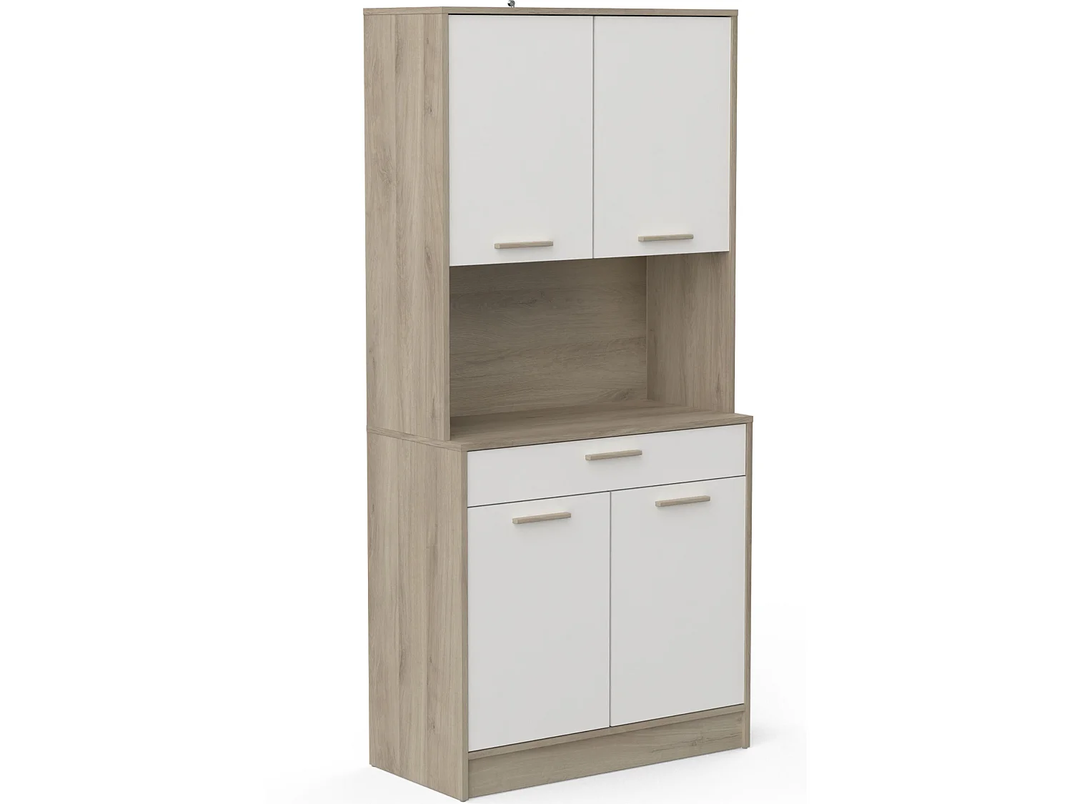 Buffet de cuisine coloris chêne kronberg, Blanc - Longueur 83,3 x Hauteur 176,1 x Profondeur 40 cm