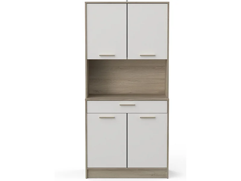 Buffet de cuisine coloris chêne kronberg, Blanc - Longueur 83,3 x Hauteur 176,1 x Profondeur 40 cm