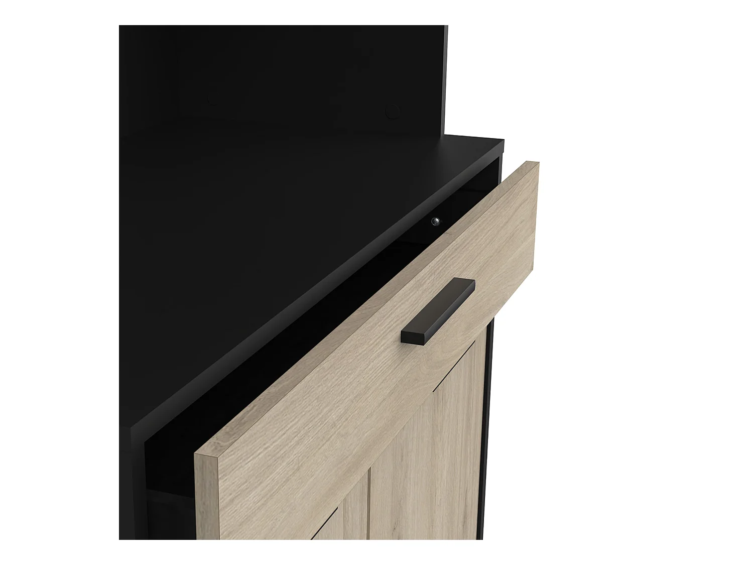 Buffet de cuisine coloris chêne kronberg, noir mat - Longueur 83,3 x Hauteur 176,1 x Profondeur 40 cm