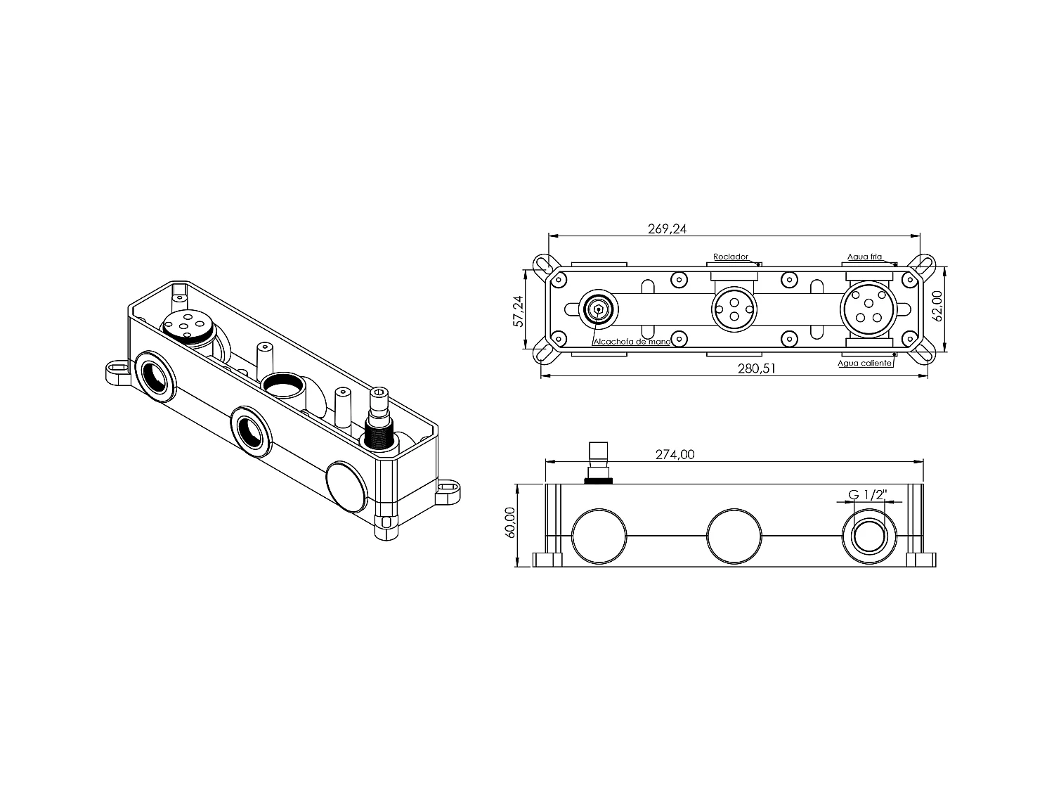 Kit de douche à encastrer TILSO or brossé