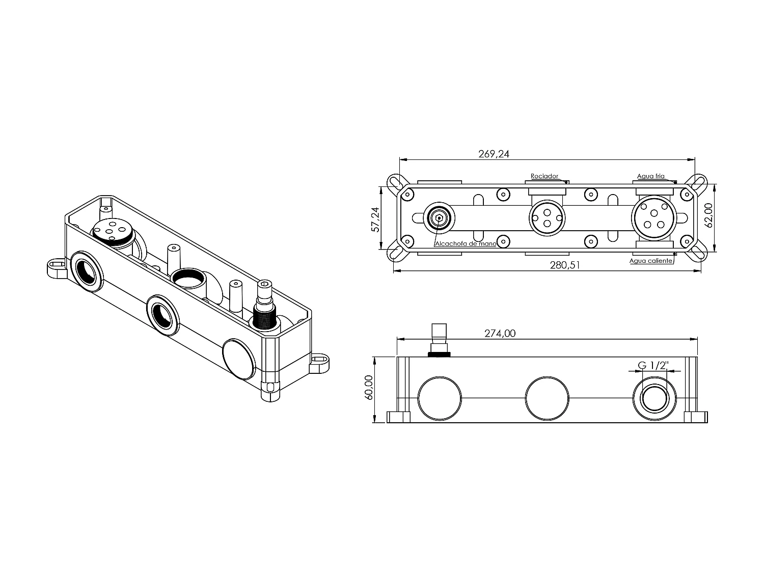 Kit de douche à encastrer TILSO or brossé