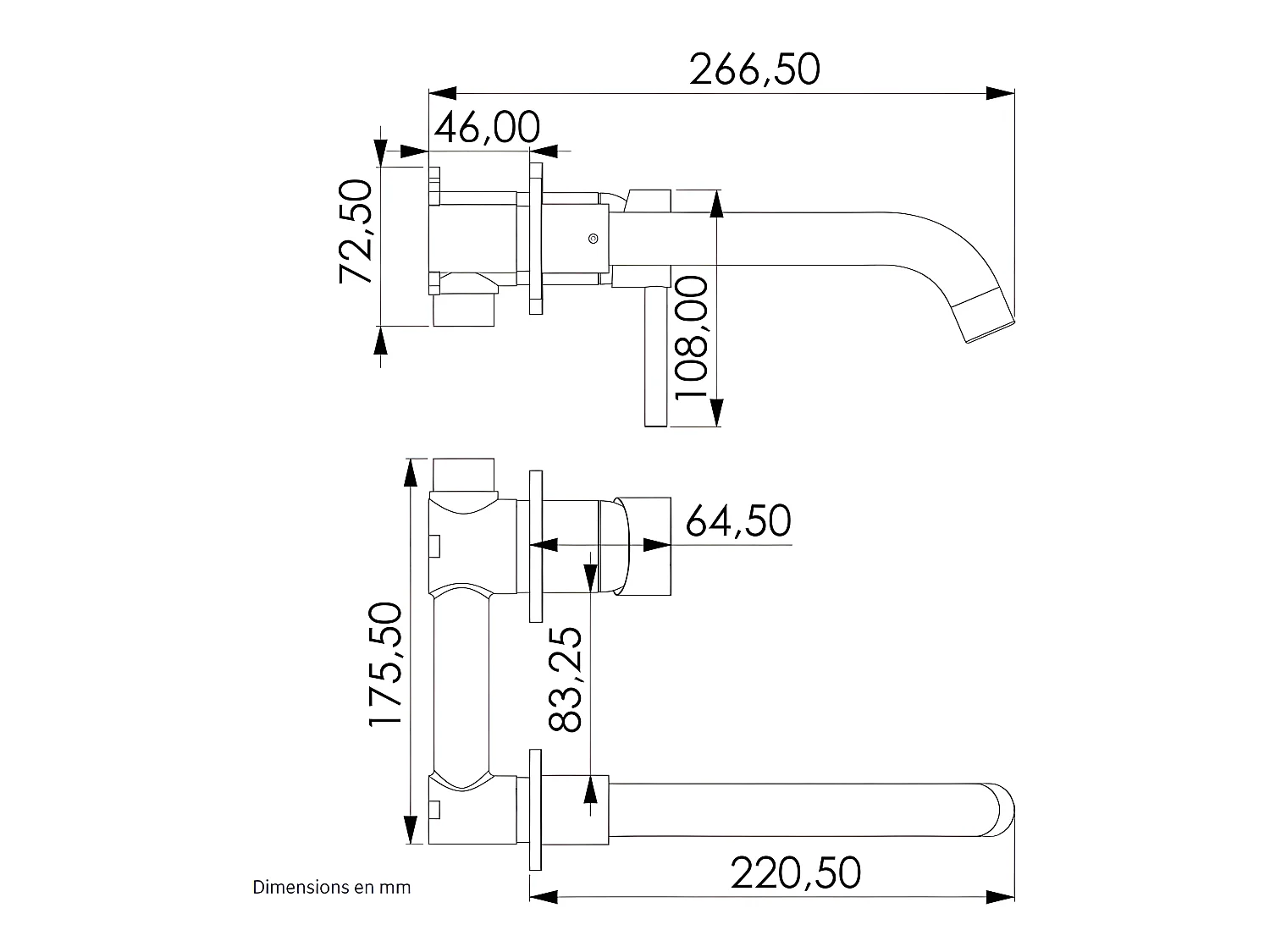 Mitigeur lavabo mural à encastrer BRAMPTON blanc