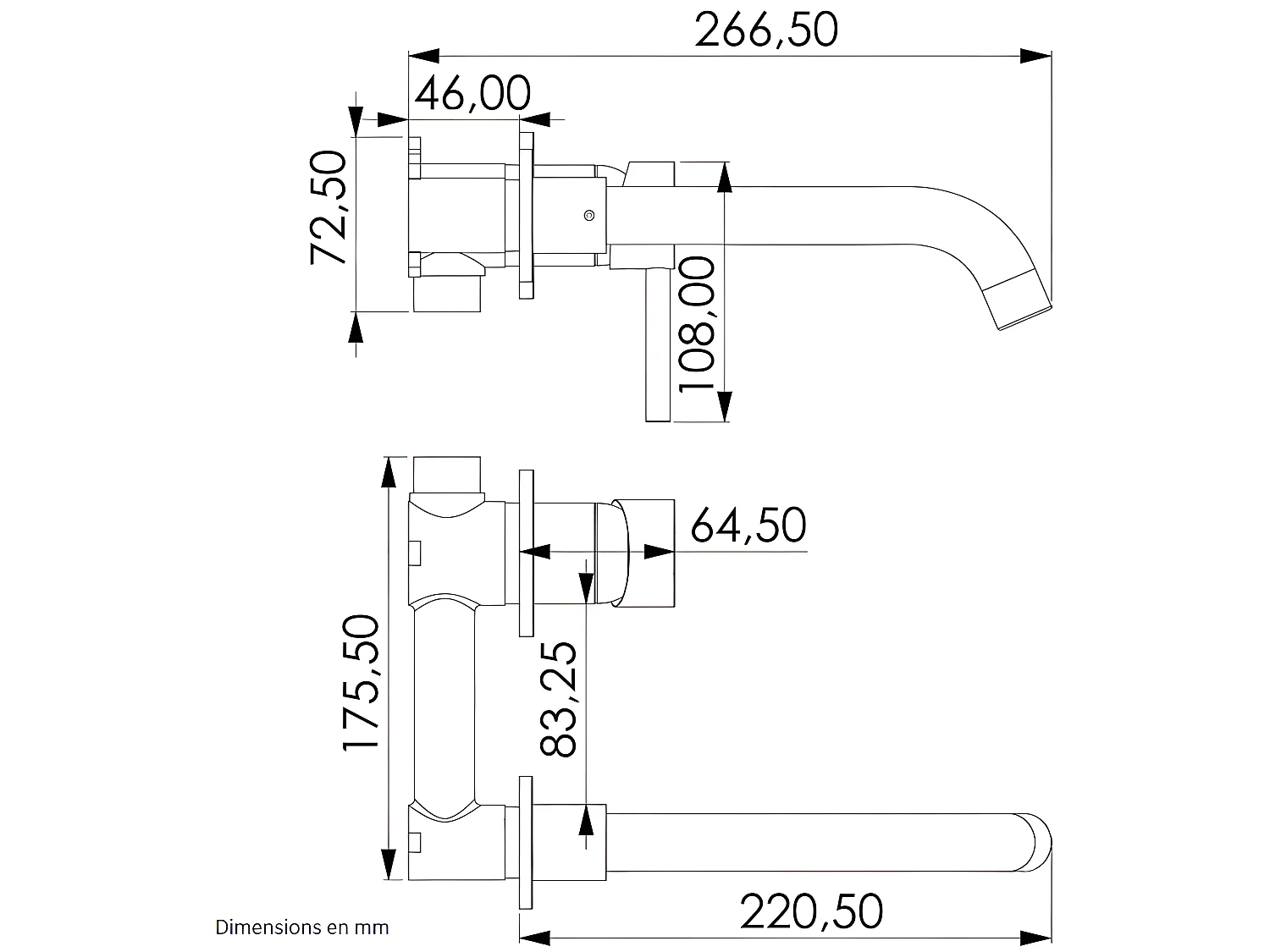 Mitigeur lavabo mural à encastrer BRAMPTON blanc