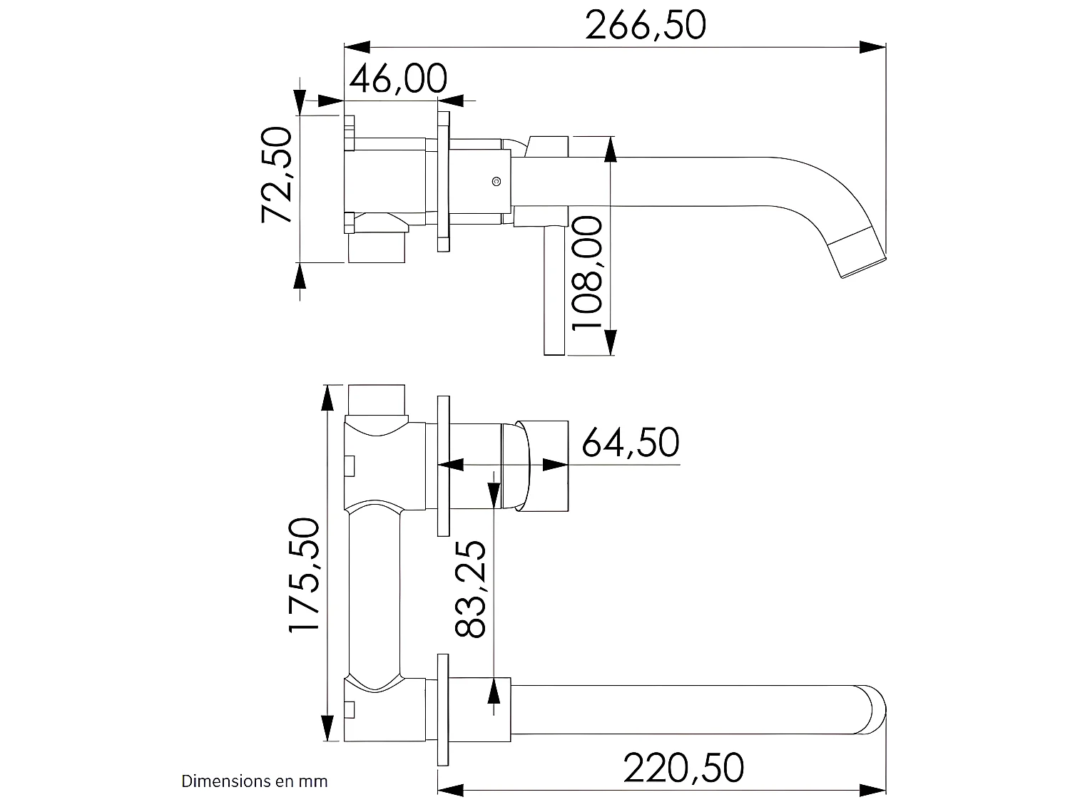 Mitigeur lavabo mural à encastrer BRAMPTON blanc