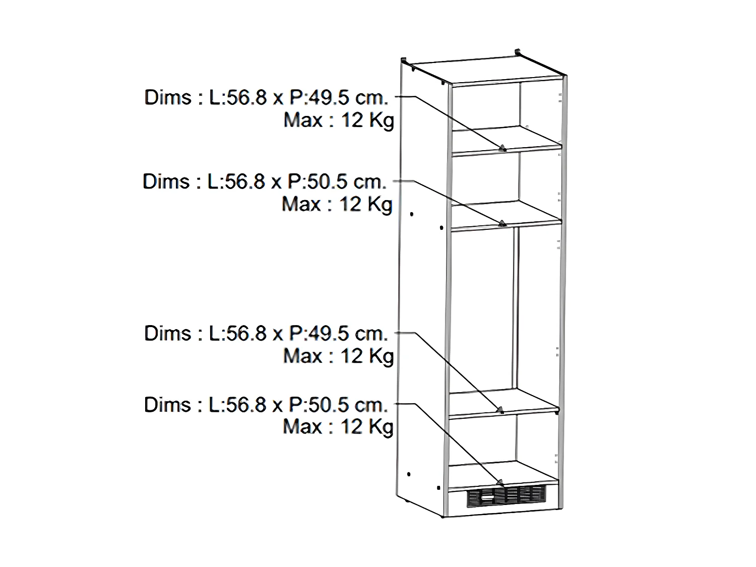 Colonne de cuisine coloris chêne kronberg, blanc - Longueur 60 x Hauteur 206,90 x Profondeur 60 cm