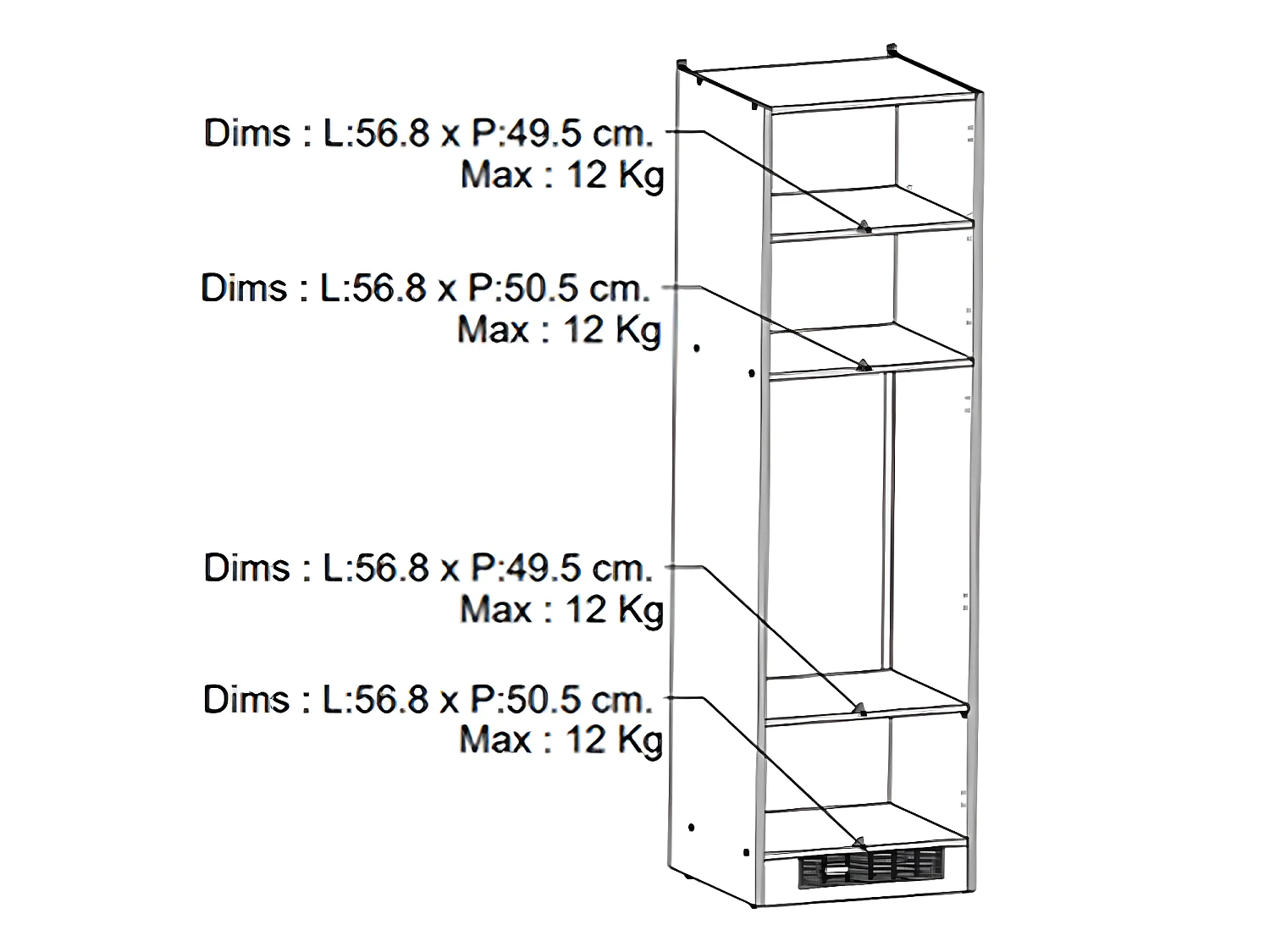 Colonne de cuisine coloris chêne kronberg, blanc - Longueur 60 x Hauteur 206,90 x Profondeur 60 cm