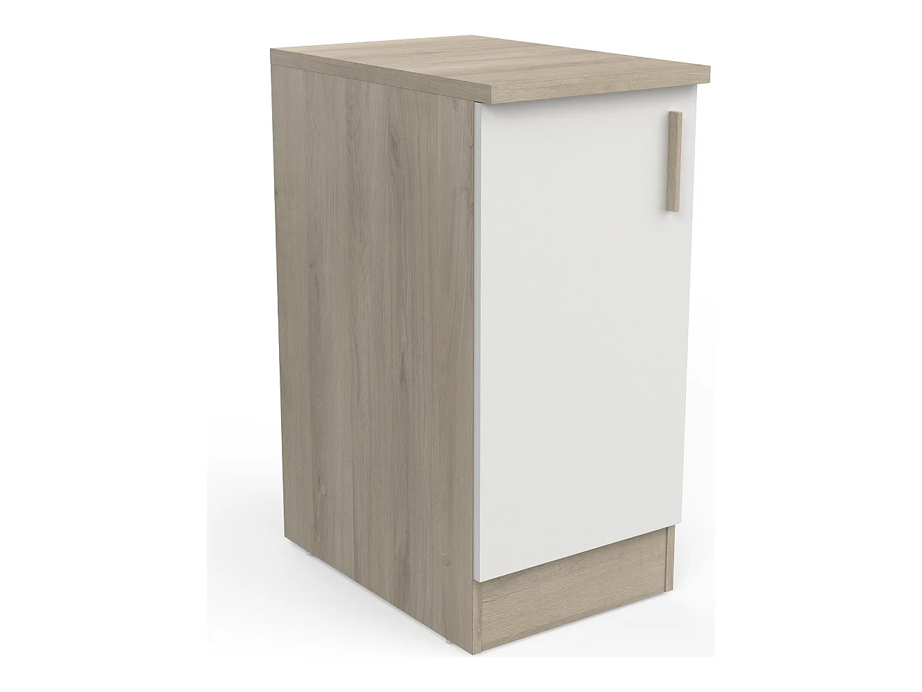 Meuble bas de cuisine coloris chêne kronberg, blanc - Longueur 40 x Hauteur 85 x Profondeur 60 cm