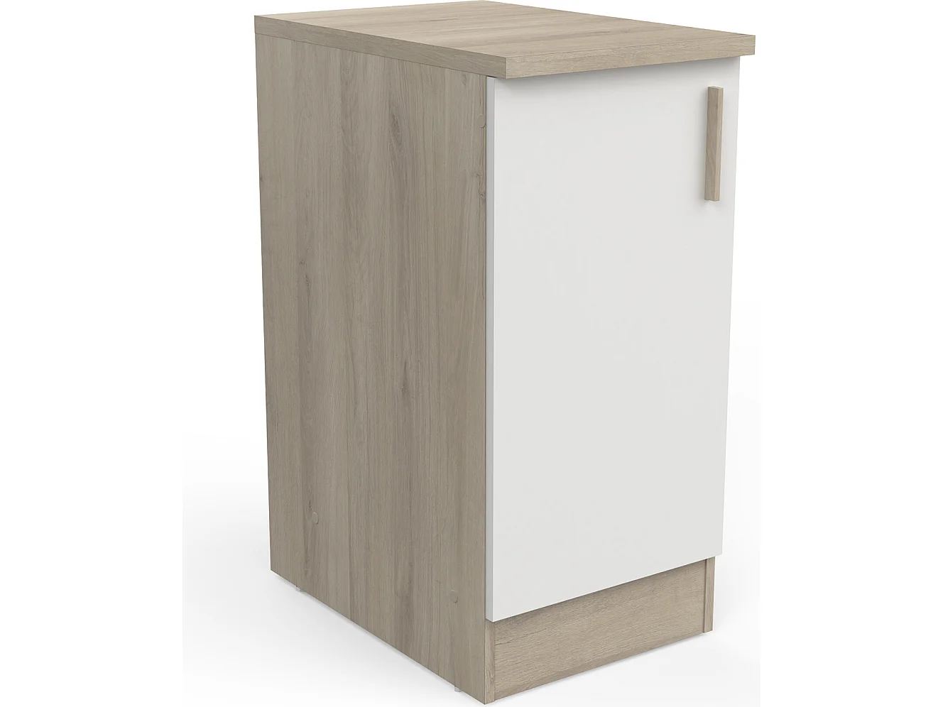 Meuble bas de cuisine coloris chêne kronberg, blanc - Longueur 40 x Hauteur 85 x Profondeur 60 cm