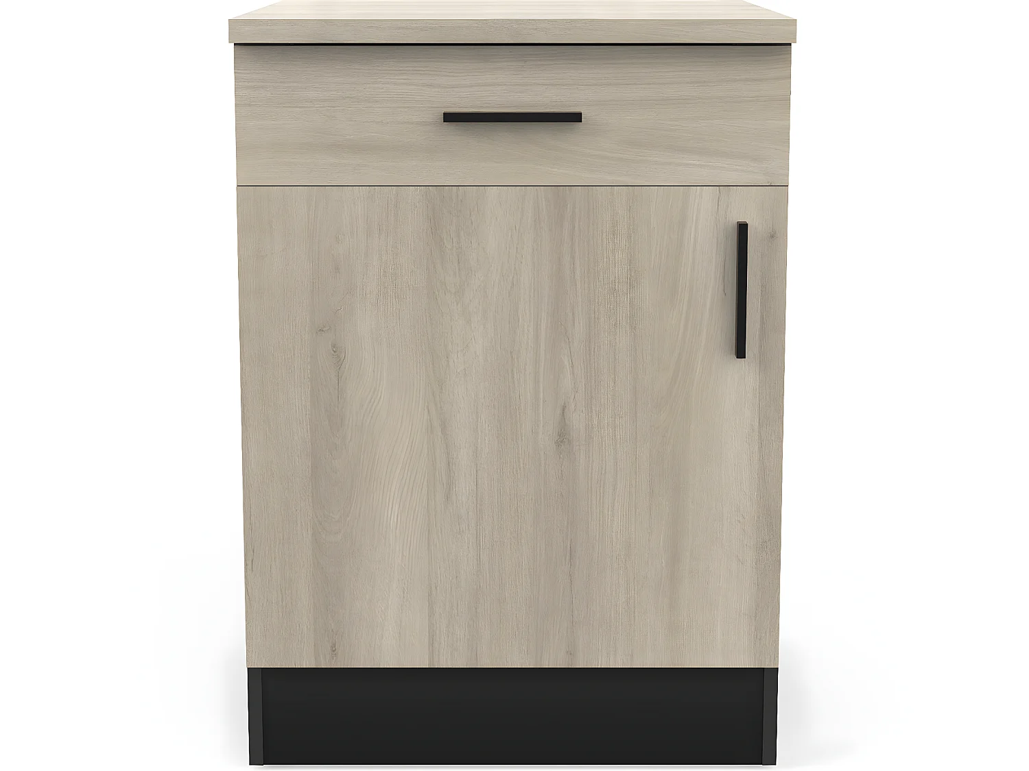 Meuble de cuisine bas coloris chêne kronberg, noir mat - Longueur 60 x Hauteur 85 x Profondeur 60 cm
