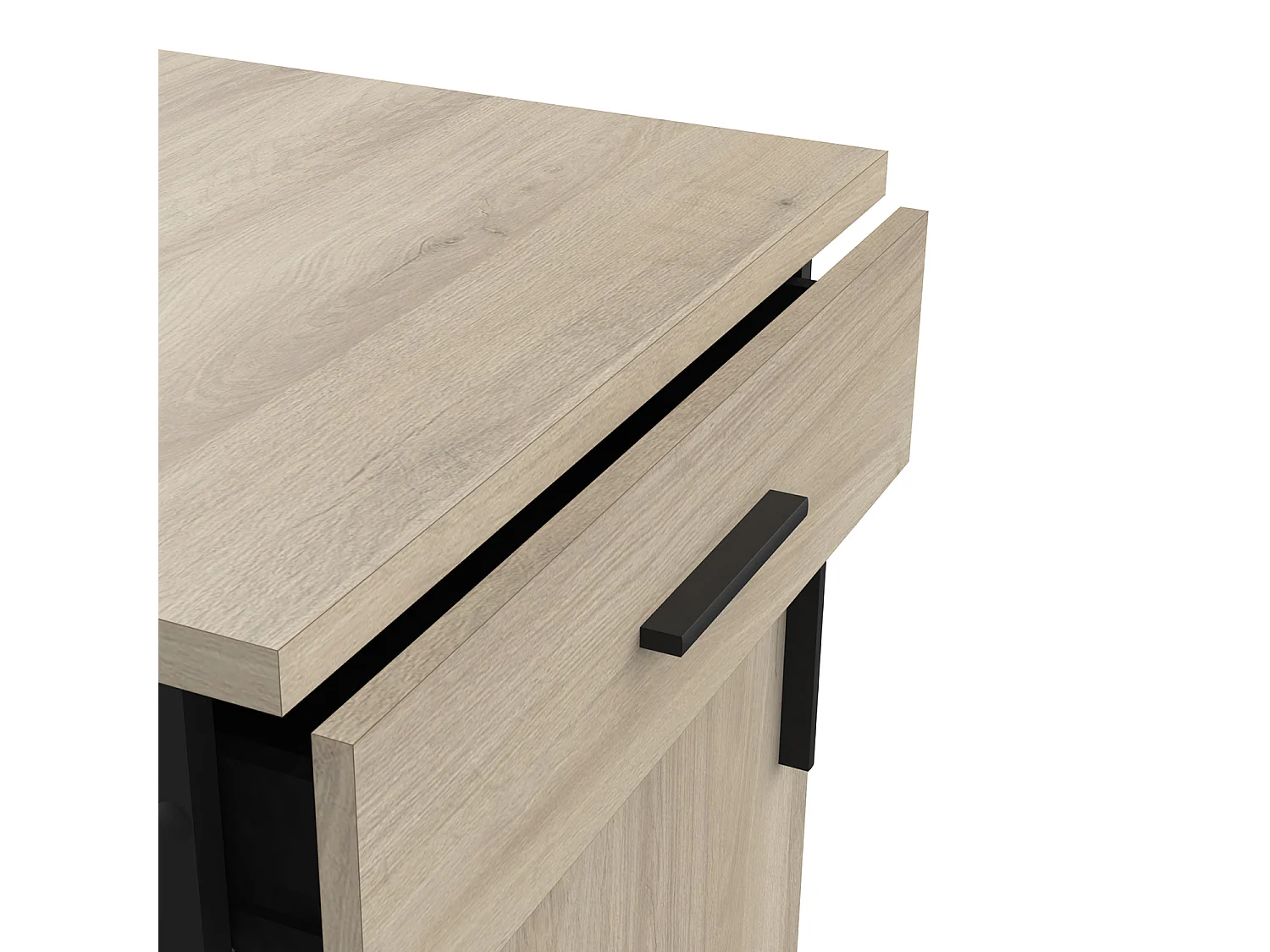 Meuble de cuisine bas coloris chêne kronberg, noir mat - Longueur 60 x Hauteur 85 x Profondeur 60 cm