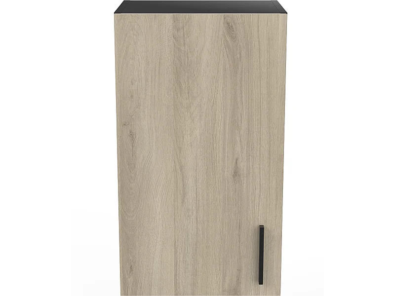 Meuble haut de cuisine coloris chêne kronberg, noir mat - Longueur 40 x Hauteur 70 x Profondeur 30 cm