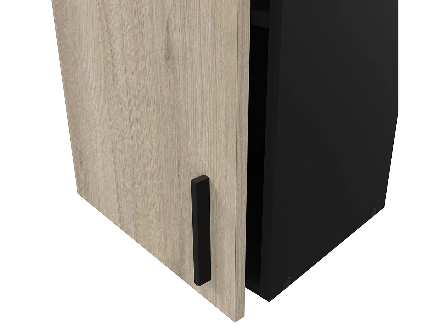 Meuble haut de cuisine coloris chêne kronberg, noir mat - Longueur 40 x Hauteur 70 x Profondeur 30 cm