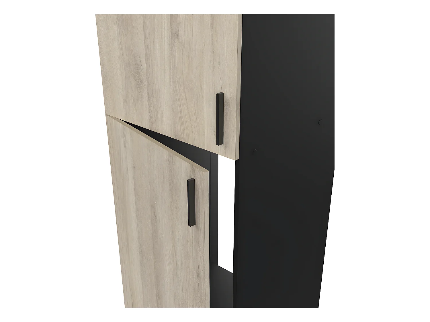 Colonne de cuisine 2 portes coloris chêne kronberg, noir mat - Longueur 60 x Hauteur 206,90 x Profondeur 60 cm