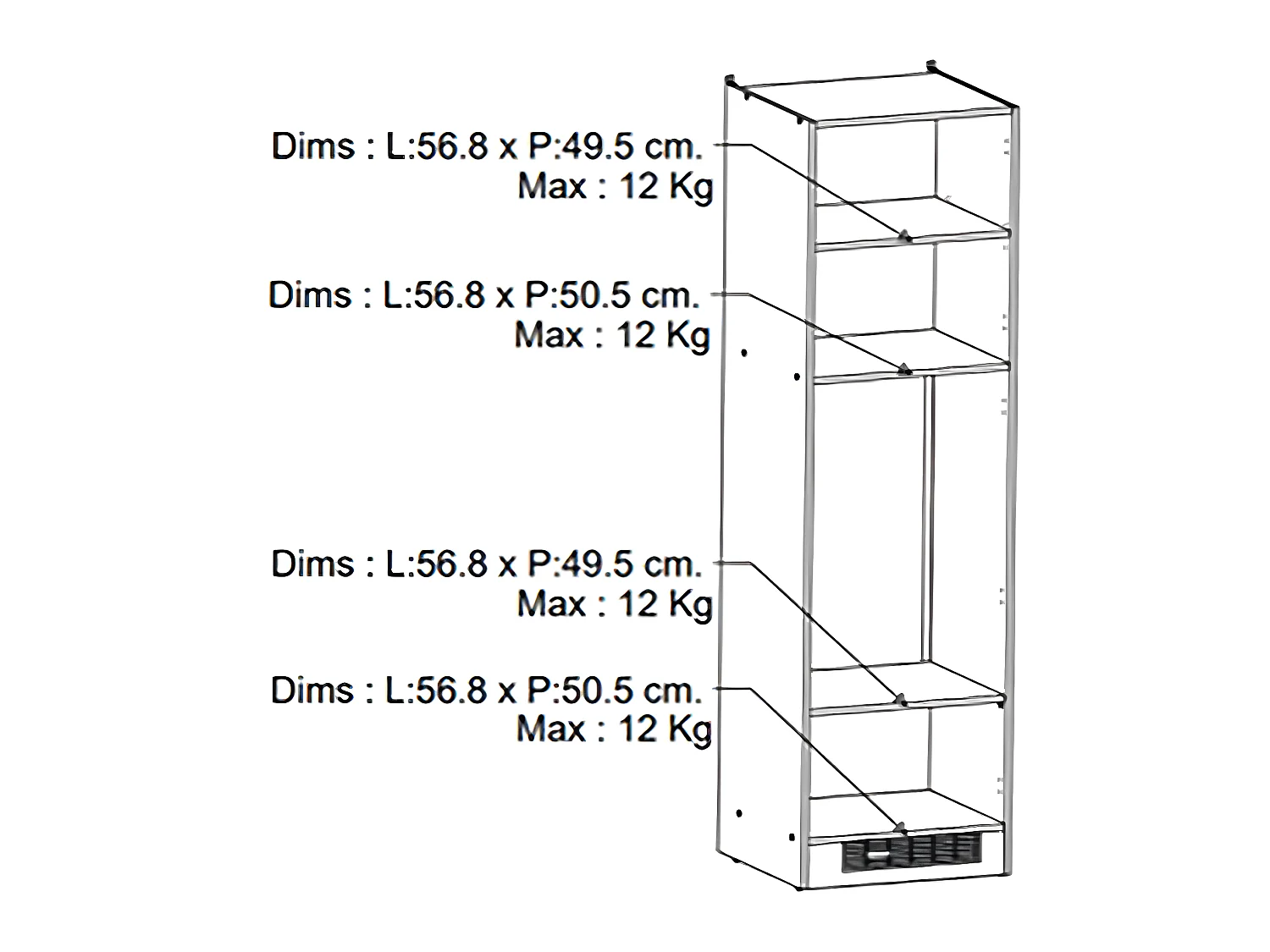 Colonne de cuisine 2 portes coloris chêne kronberg, noir mat - Longueur 60 x Hauteur 206,90 x Profondeur 60 cm