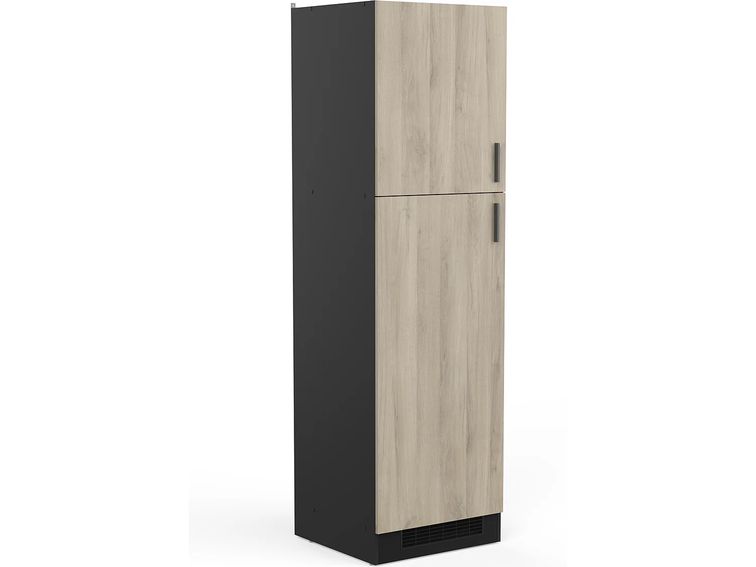 Colonne de cuisine 2 portes coloris chêne kronberg, noir mat - Longueur 60 x Hauteur 206,90 x Profondeur 60 cm
