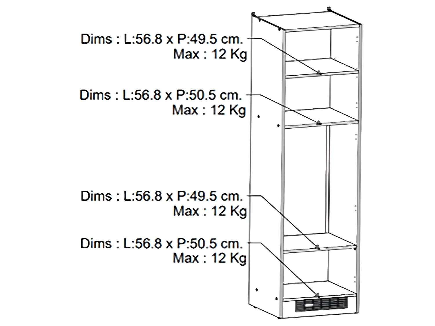 Colonne de cuisine 2 portes coloris chêne kronberg, noir mat - Longueur 60 x Hauteur 206,90 x Profondeur 60 cm