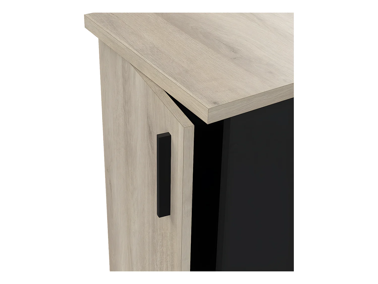 Meuble bas de cuisine 1 porte coloris chêne kronberg, noir mat - Longueur 40 x Hauteur 85 x Profondeur 60 cm