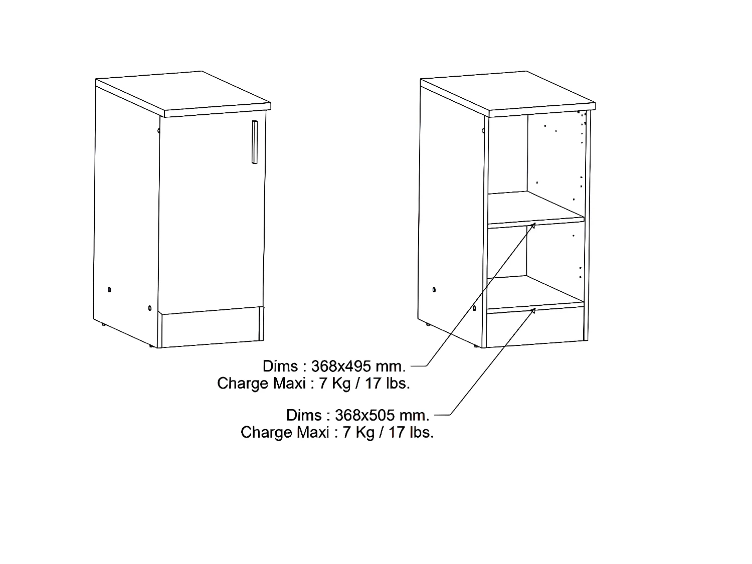 Meuble bas de cuisine 1 porte coloris chêne kronberg, noir mat - Longueur 40 x Hauteur 85 x Profondeur 60 cm