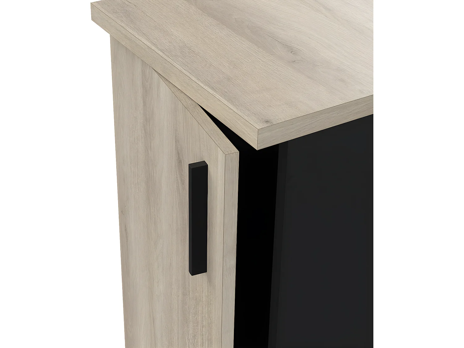 Meuble bas de cuisine 1 porte coloris chêne kronberg, noir mat - Longueur 40 x Hauteur 85 x Profondeur 60 cm