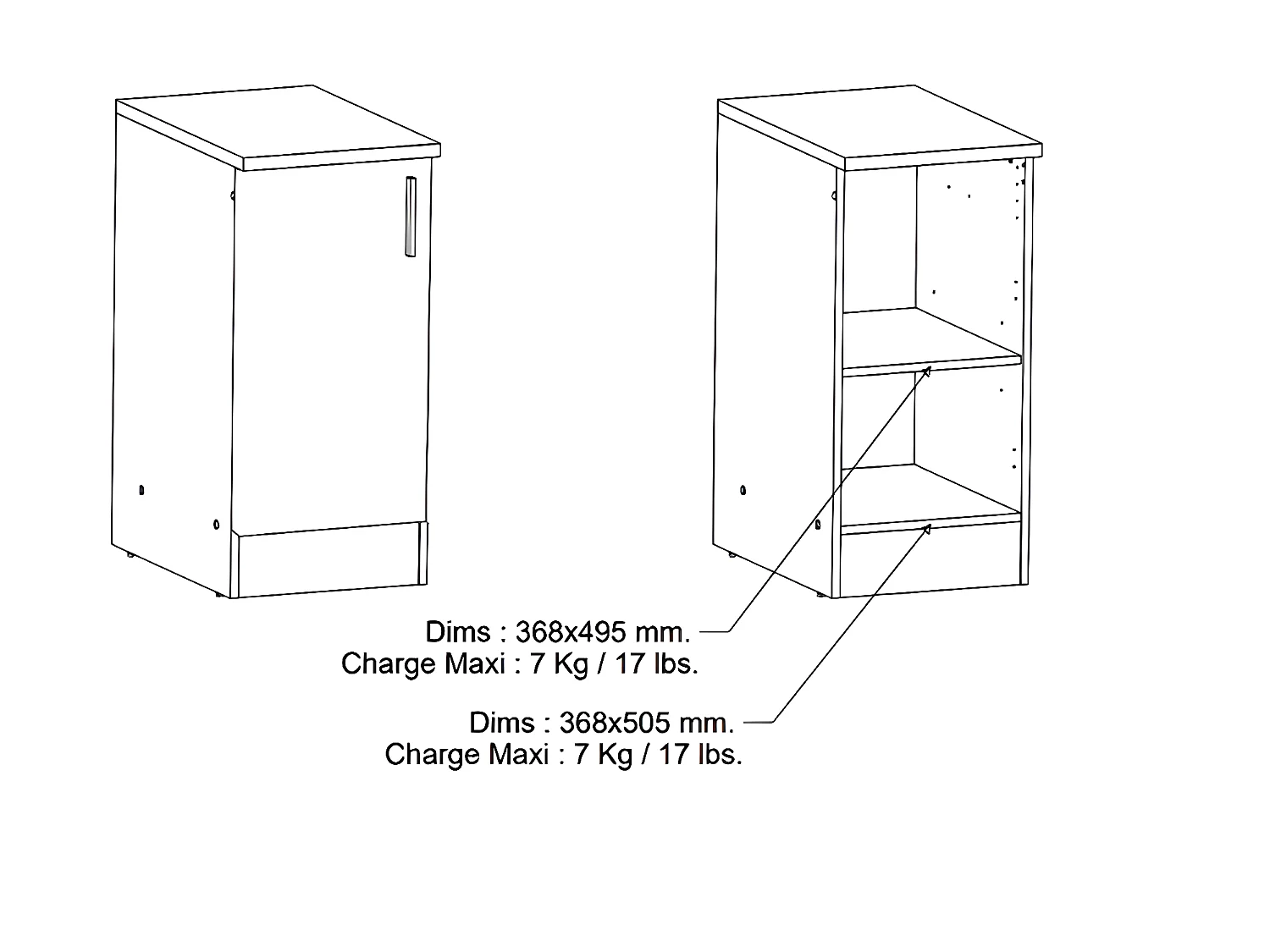 Meuble bas de cuisine 1 porte coloris chêne kronberg, noir mat - Longueur 40 x Hauteur 85 x Profondeur 60 cm
