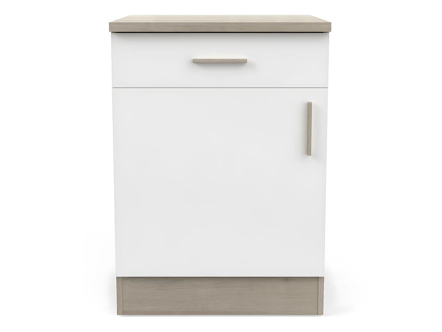 Meuble bas de cuisine 1 porte + 1 tiroir coloris chêne kronberg, blanc - Longueur 60 x Hauteur 85 x Profondeur 60 cm