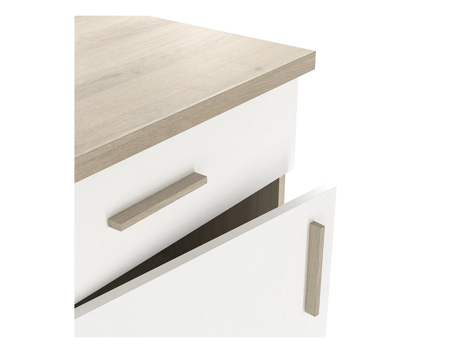 Meuble bas de cuisine 1 porte + 1 tiroir coloris chêne kronberg, blanc - Longueur 60 x Hauteur 85 x Profondeur 60 cm