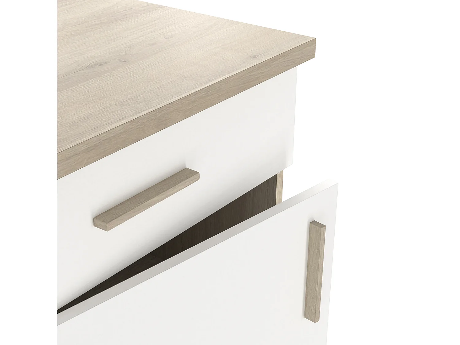 Meuble bas de cuisine 1 porte + 1 tiroir coloris chêne kronberg, blanc - Longueur 60 x Hauteur 85 x Profondeur 60 cm