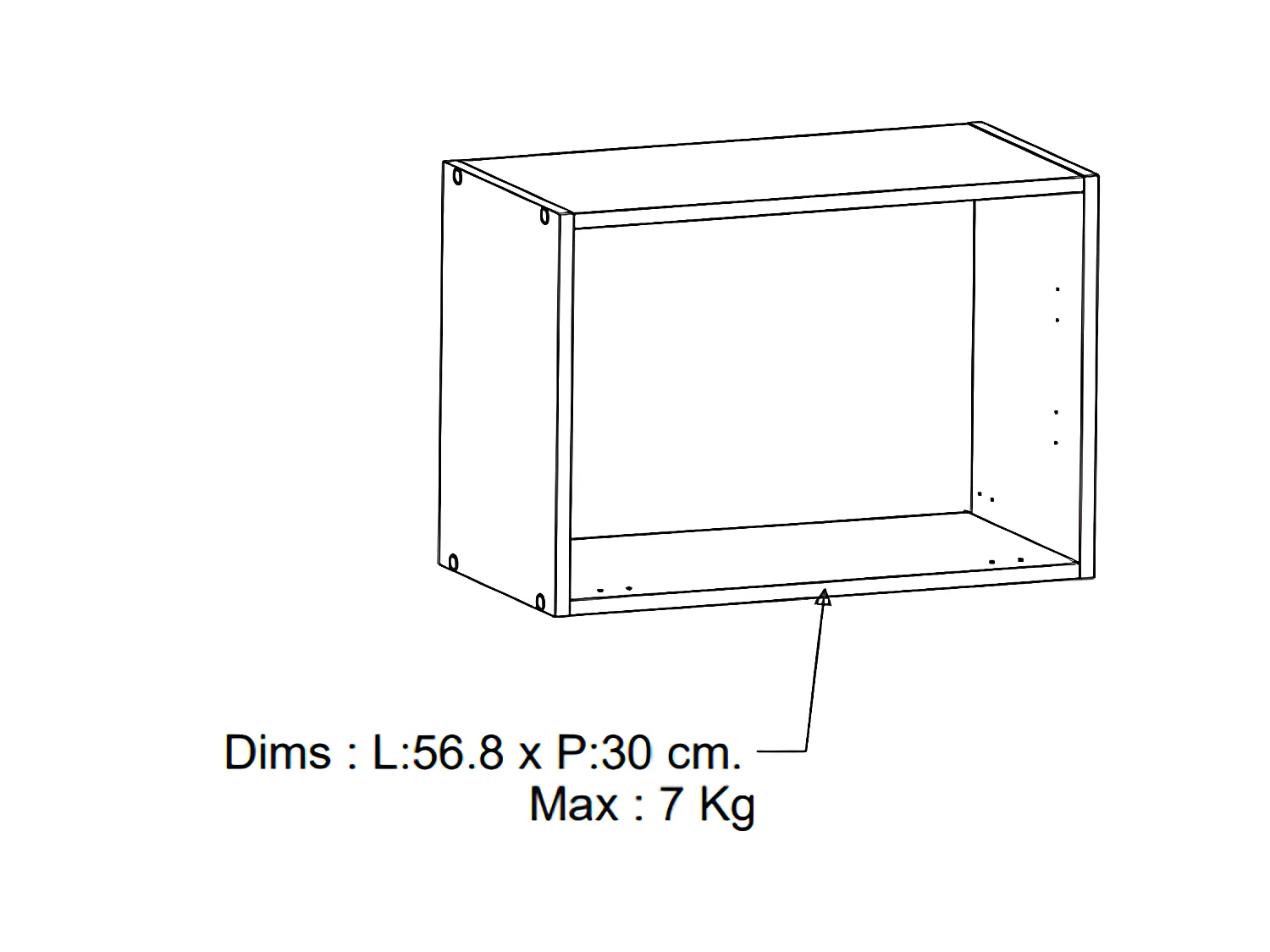 Meuble pour hotte coloris chêne kronberg, blanc - Longueur 60 x Hauteur 42 x Profondeur 30 cm