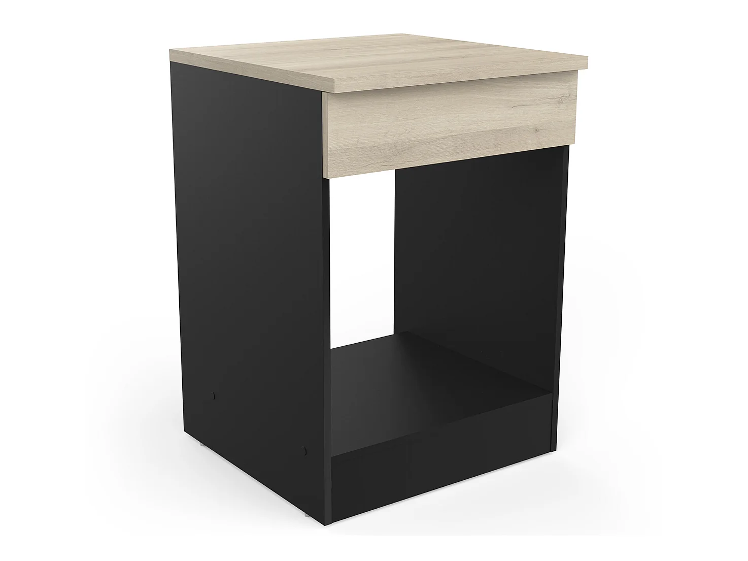 Meuble bas de cuisine coloris chêne kronberg, noir mat - Longueur 60 x Hauteur 84,50 x Profondeur 60 cm