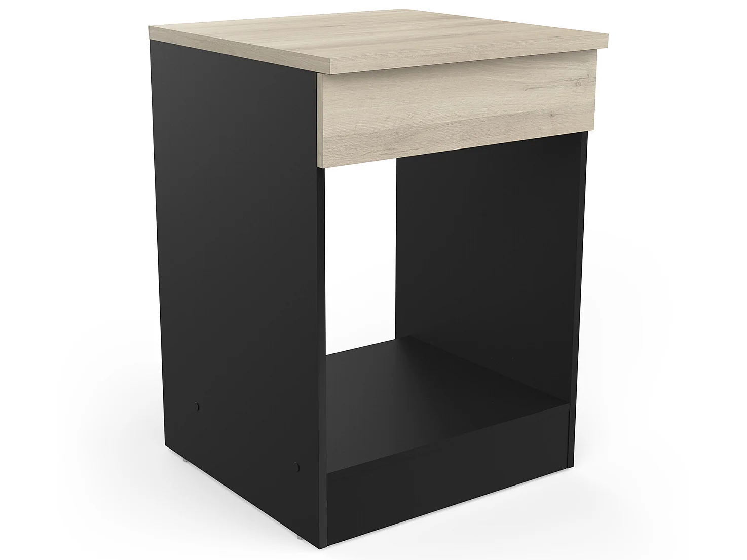 Meuble bas de cuisine coloris chêne kronberg, noir mat - Longueur 60 x Hauteur 84,50 x Profondeur 60 cm