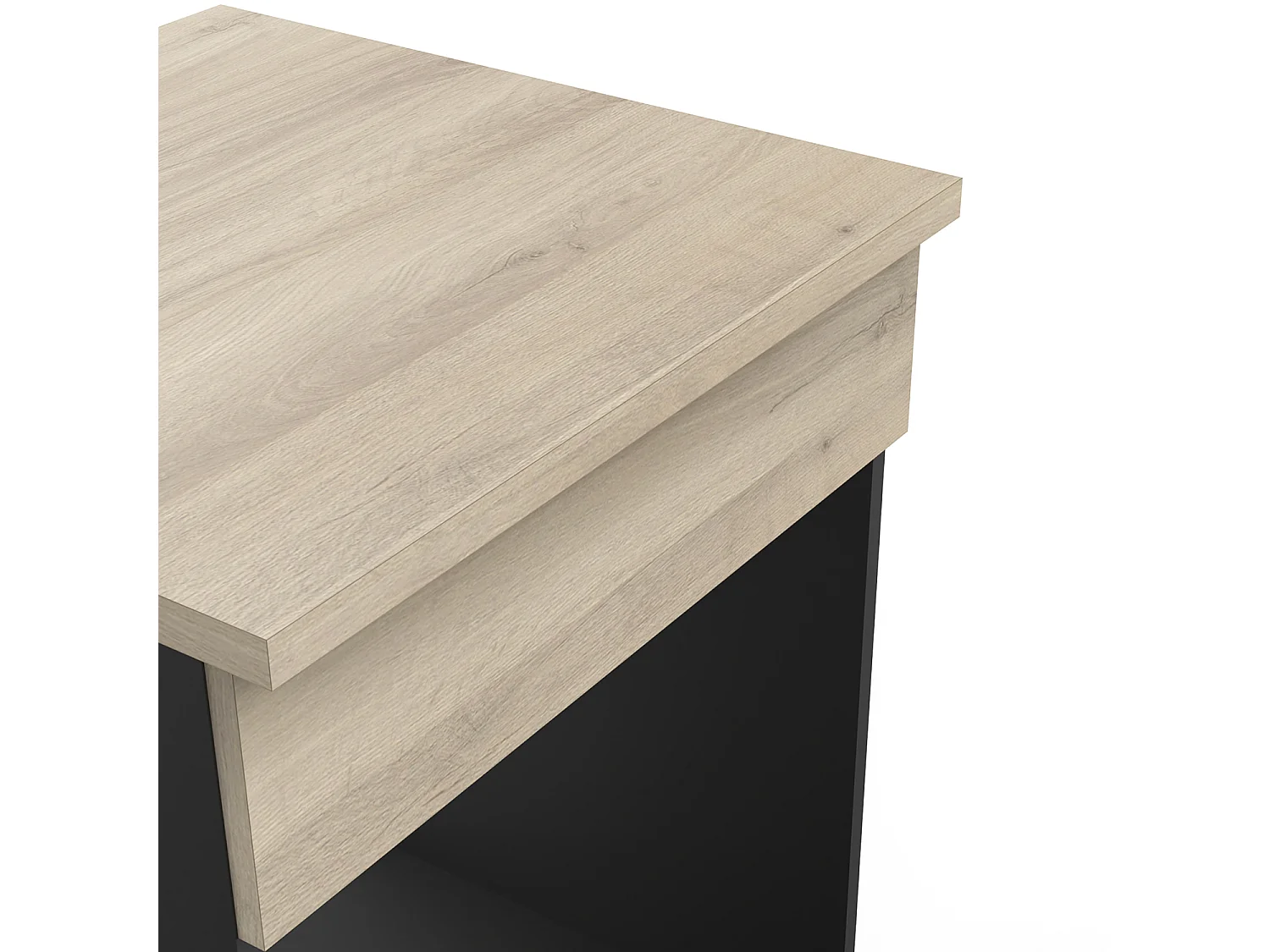 Meuble bas de cuisine coloris chêne kronberg, noir mat - Longueur 60 x Hauteur 84,50 x Profondeur 60 cm