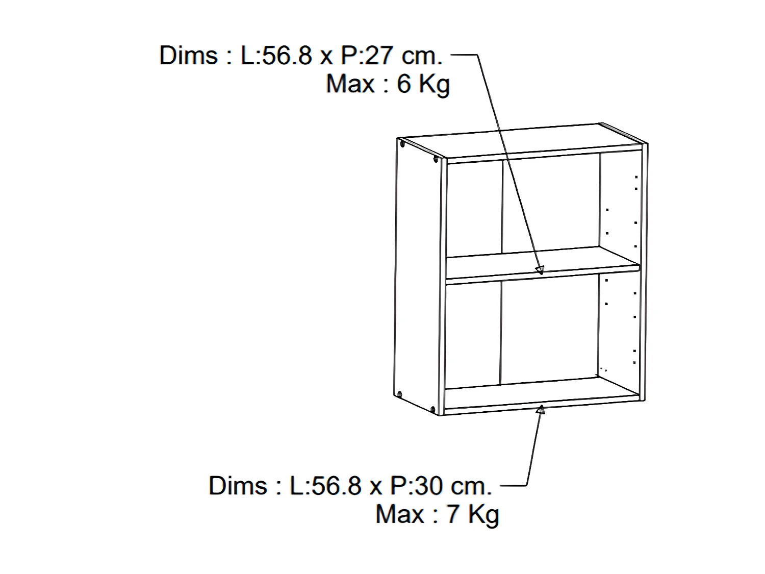Meuble haut de cuisine coloris chêne kronberg, blanc - Longueur 60 x Hauteur 70 x Profondeur 30 cm