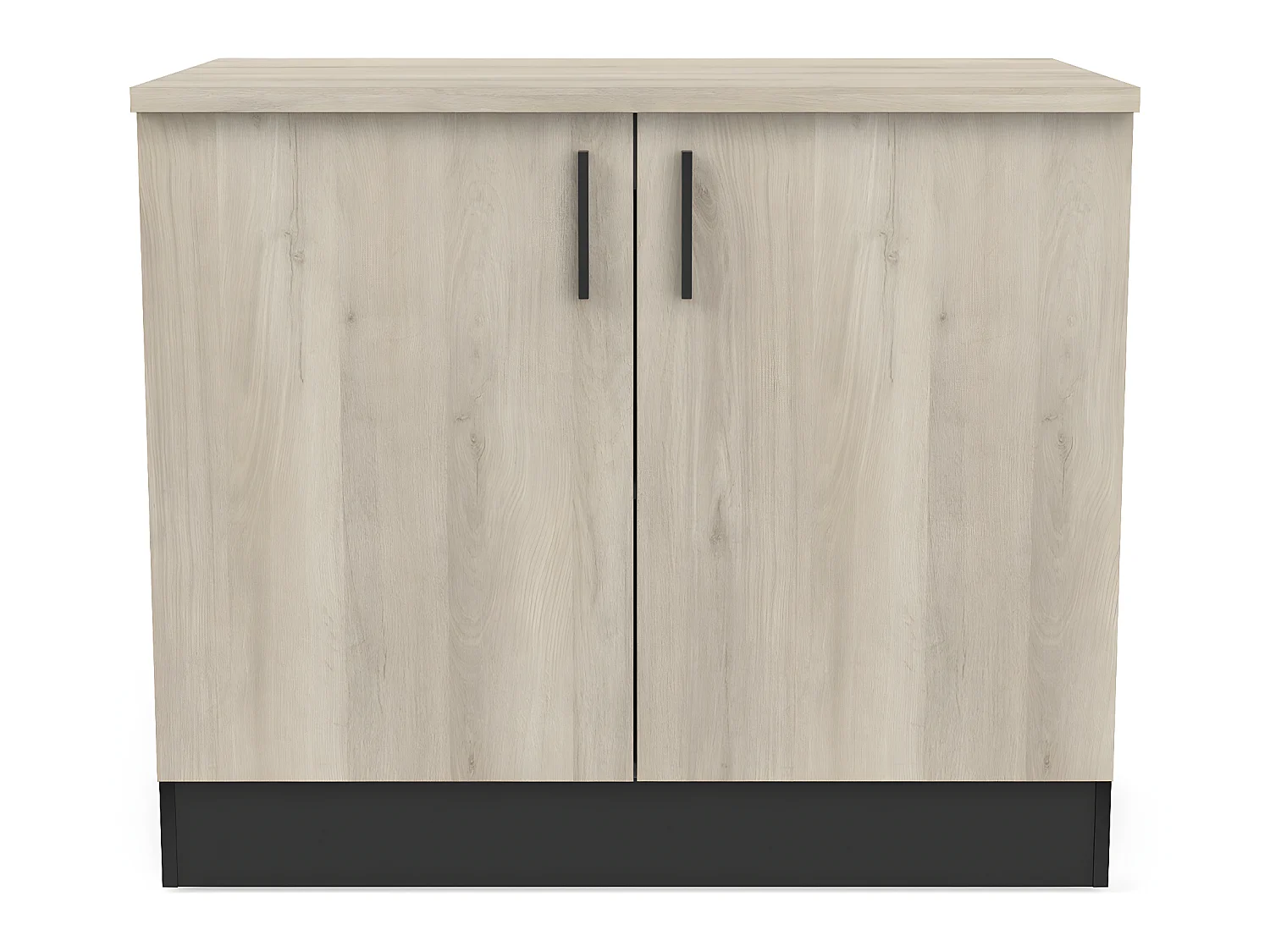 Meuble de cuisine bas coloris chêne kronberg, noir mat - Longueur 100 x Hauteur 85 x Profondeur 60 cm