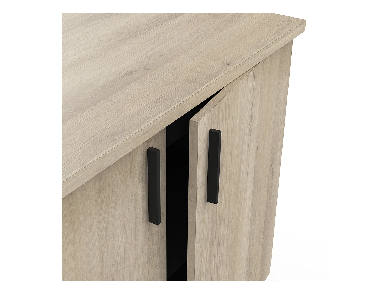 Meuble de cuisine bas coloris chêne kronberg, noir mat - Longueur 100 x Hauteur 85 x Profondeur 60 cm