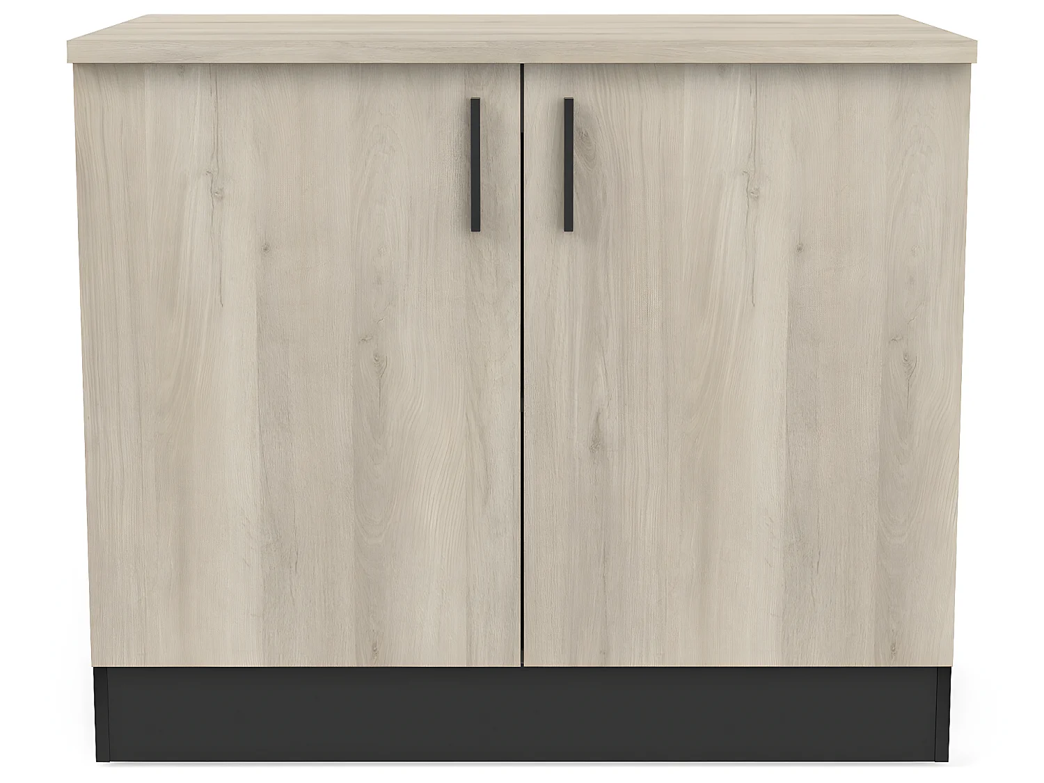 Meuble de cuisine bas coloris chêne kronberg, noir mat - Longueur 100 x Hauteur 85 x Profondeur 60 cm