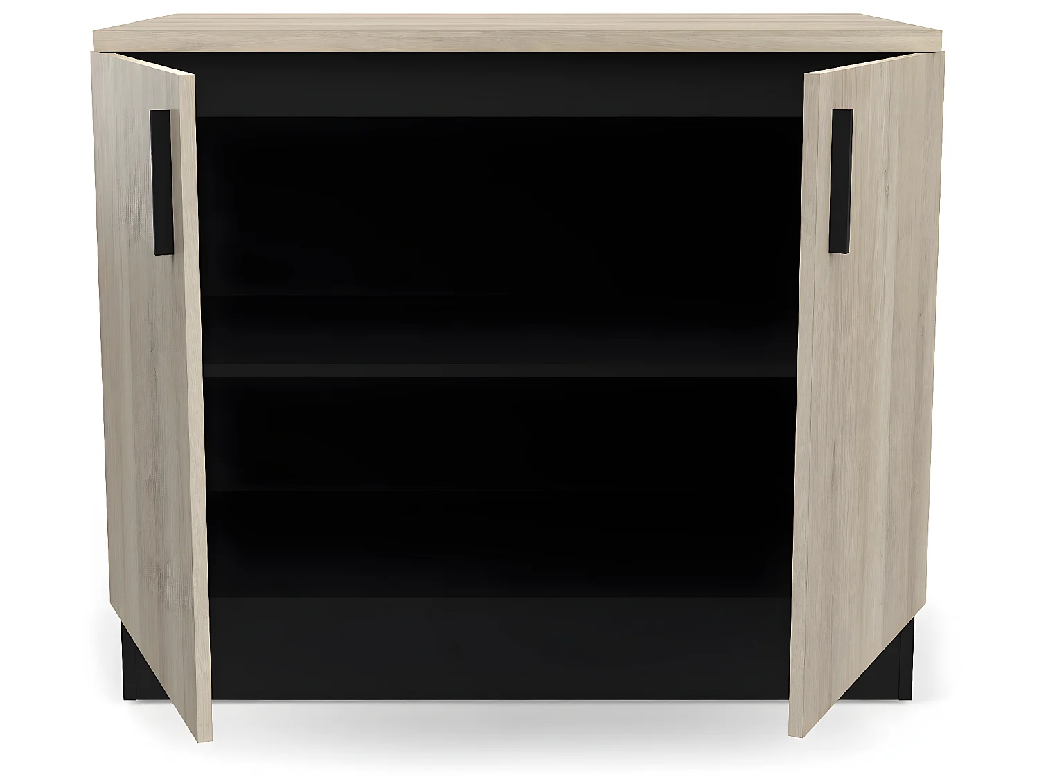 Meuble de cuisine bas coloris chêne kronberg, noir mat - Longueur 100 x Hauteur 85 x Profondeur 60 cm