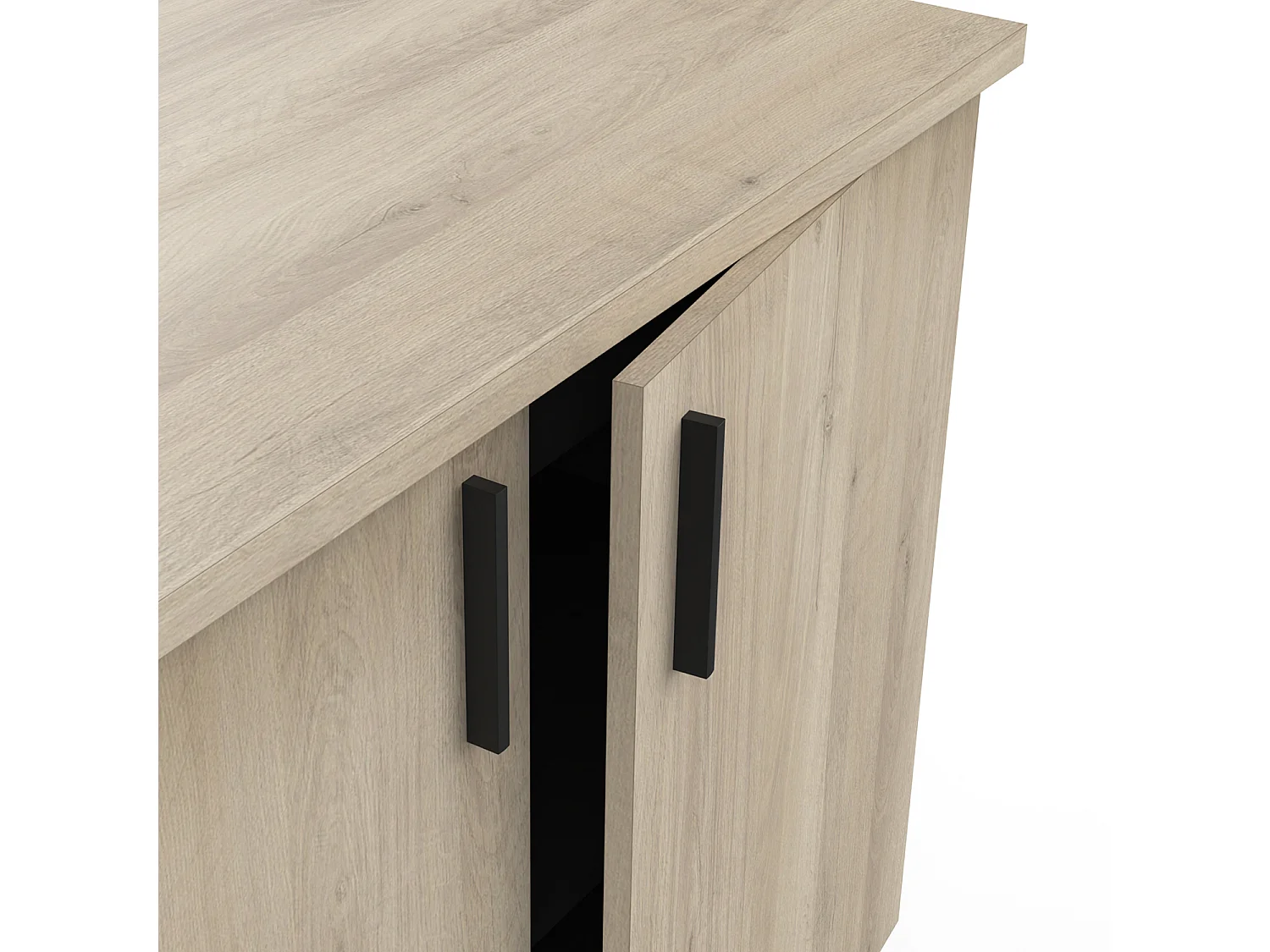 Meuble de cuisine bas coloris chêne kronberg, noir mat - Longueur 100 x Hauteur 85 x Profondeur 60 cm