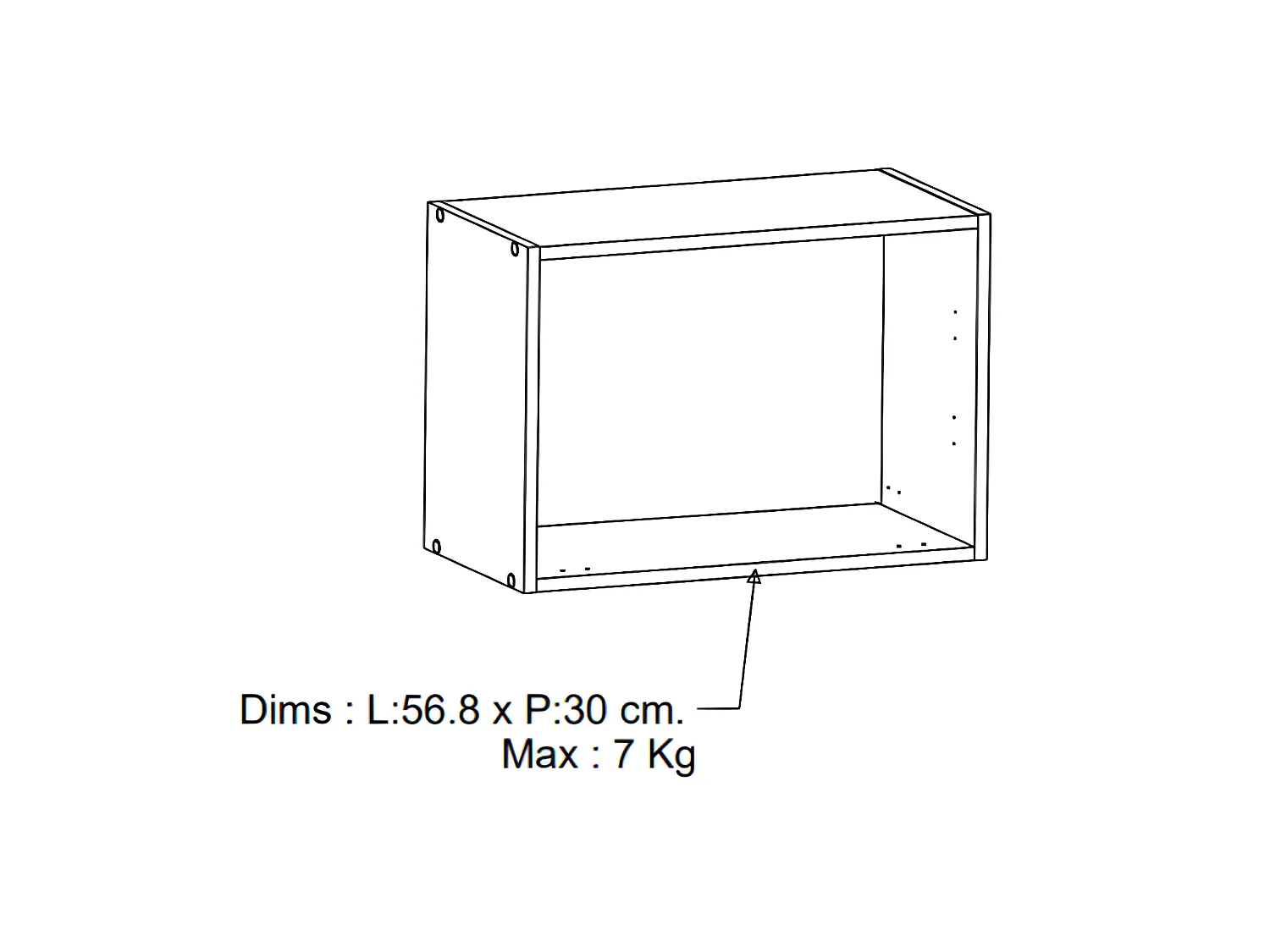 Meuble pour hotte coloris chêne kronberg, noir mat - Longueur 60 x Hauteur 42 x Profondeur 30 cm