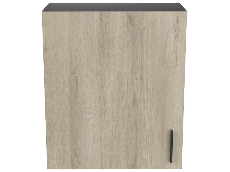 Meuble haut de cuisine coloris chêne kronberg, noir mat - Longueur 60 x Hauteur 70 x Profondeur 30 cm