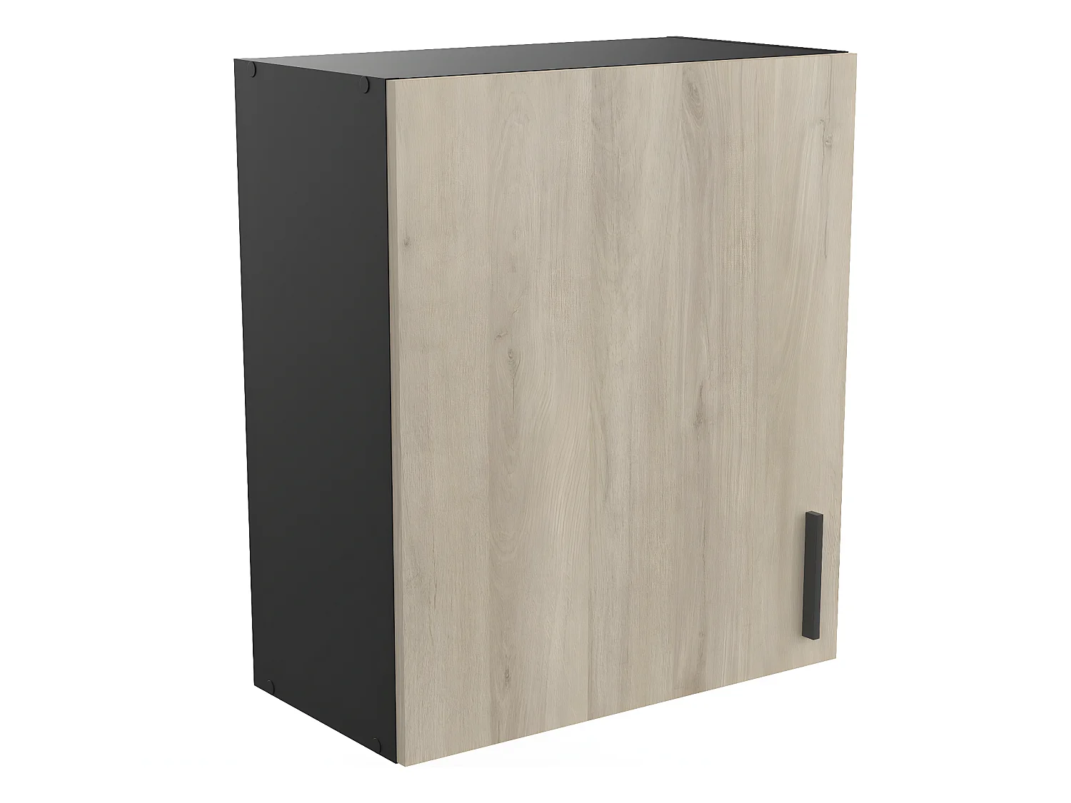 Meuble haut de cuisine coloris chêne kronberg, noir mat - Longueur 60 x Hauteur 70 x Profondeur 30 cm