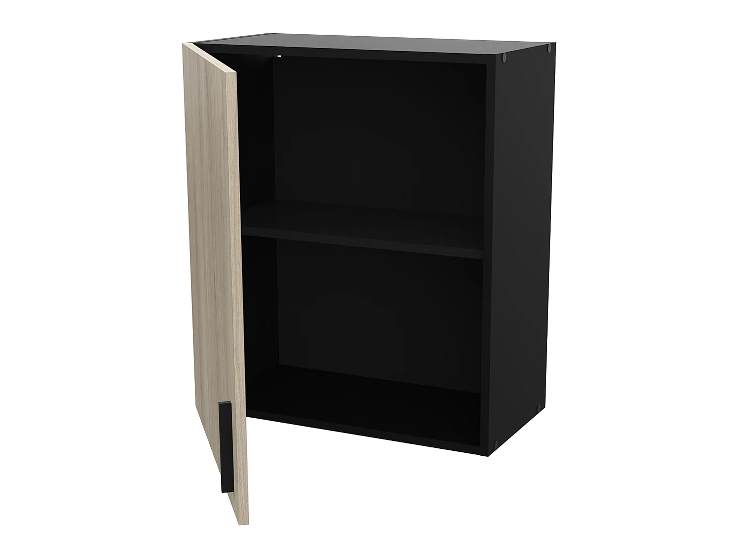 Meuble haut de cuisine coloris chêne kronberg, noir mat - Longueur 60 x Hauteur 70 x Profondeur 30 cm