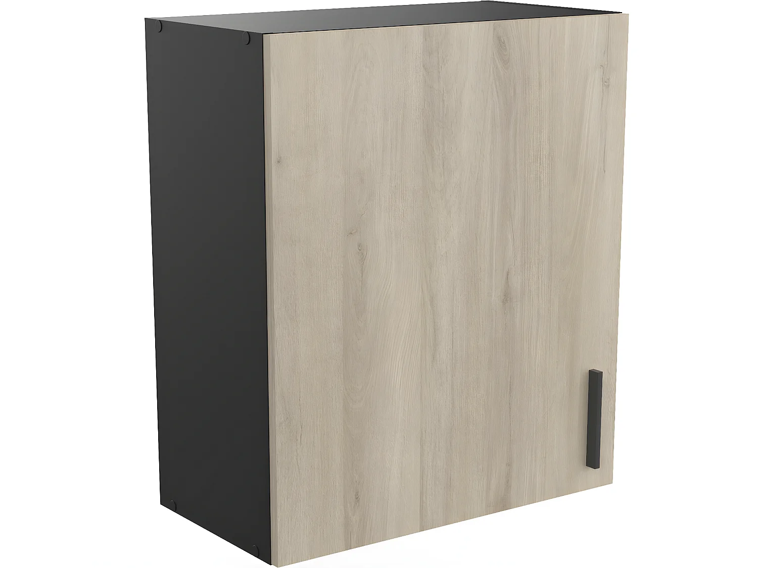 Meuble haut de cuisine coloris chêne kronberg, noir mat - Longueur 60 x Hauteur 70 x Profondeur 30 cm